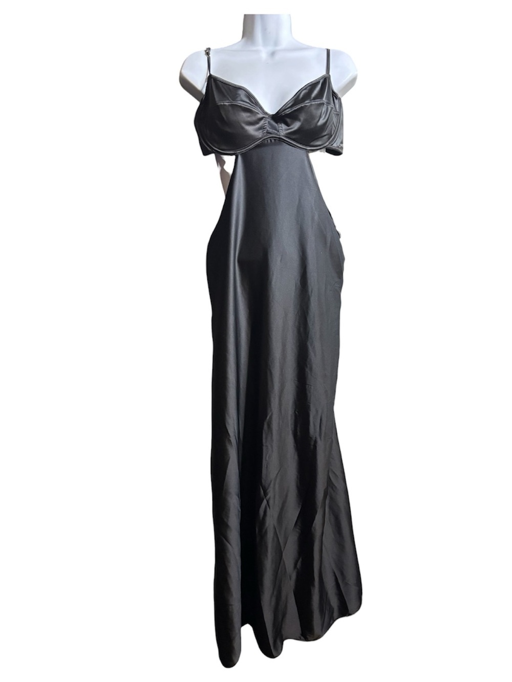 Frederick's of Hollywood Petra Satin Monowire Cutout Gown Black XXL
